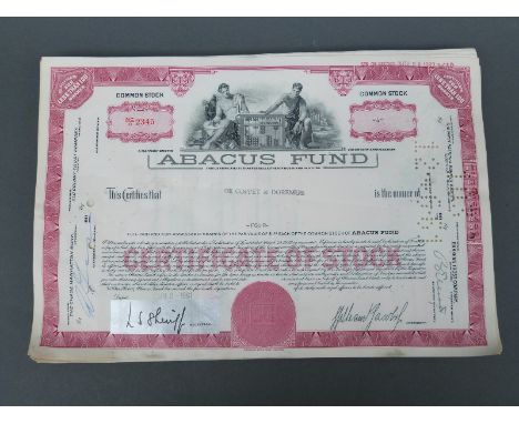 Approximately 100 'Abacus Fund' USA share certificates, c1960s for less then 100 shares for the American Radiator and Standar