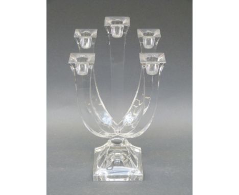Nachtmann five branch glass candelabra