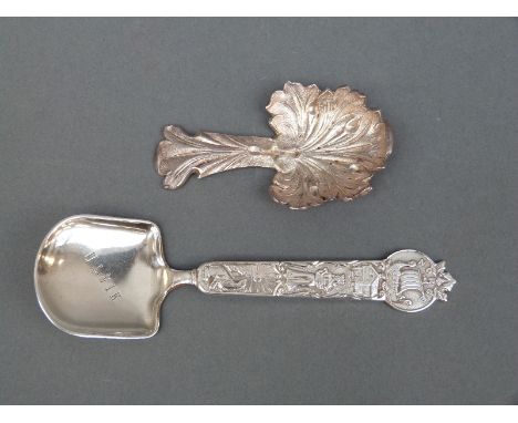 A Victorian hallmarked silver novelty caddy spoon formed as a leaf, Birmingham 1839 maker's mark indistinct but possibly M T,