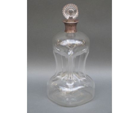An Asprey hallmarked silver mounted glug decanter, Birmingham 1933, height 28cm