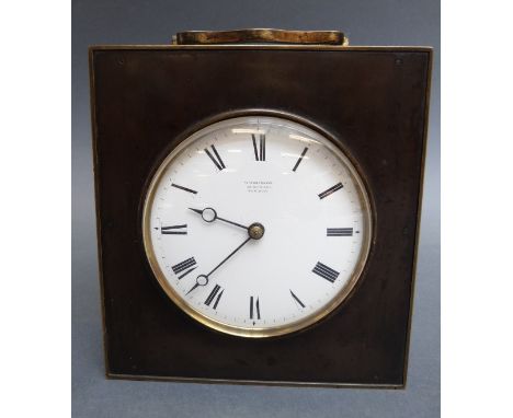 William Johnson, 50 The Strand, London, c.George IV period mantel timepiece, in later bespoke brass case, the white enamel di