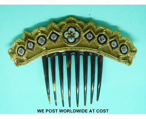 A comb decorated with very fine floral enamel panels, possibly from Rheims