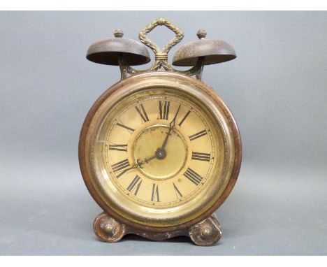 A c1900 mahogany cased alarm clock with long/intermittent alarm facility 