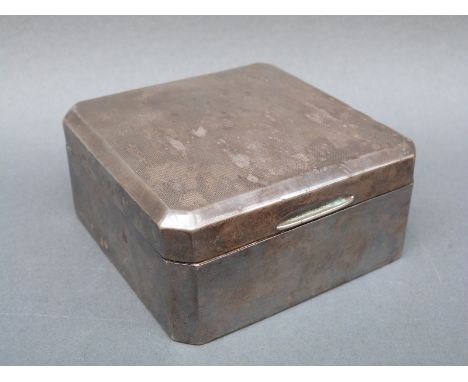 An Art Deco engine turned hallmarked cigarette box, Birmingham 1933 maker Adie Brothers, width 9cm