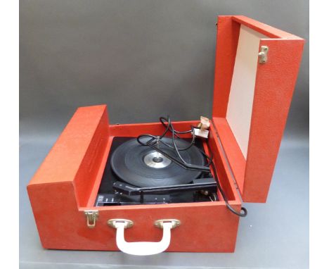 Fidelity c1970 portable record player with BSR turntable in red finish 