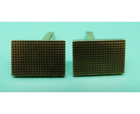 A pair of 9ct gold cufflinks with chequered decoration, 14.7g. 