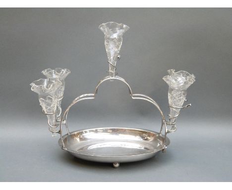 A plated five branch epergne fruit dish, height 31cm