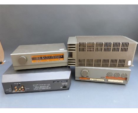 'Quad' vintage 33 amplifier, 303J pre/power amp unit, FM3 tuner and a compact disc player, with associated cables 