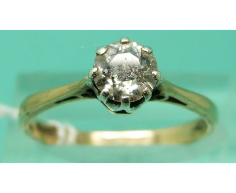 A 9ct gold ring set with an old cut diamond of approx 0.5ct (Size O)
