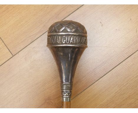 A hallmarked silver military mace for Mississippi Army National Guard 41st Army band, London 1976, maker George Potter.Potter