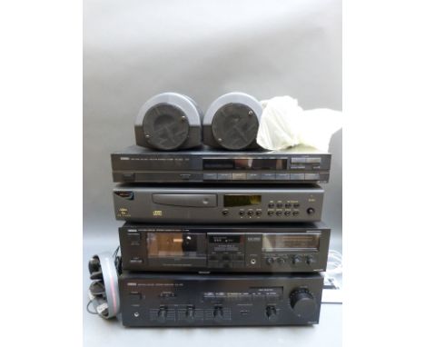 A quantity of hi-fi equipment to include Yamaha AX-400 amplifier, Yamaha K340 HX Pro tape deck, Yamaha TX330 Stereo tuner, Ar