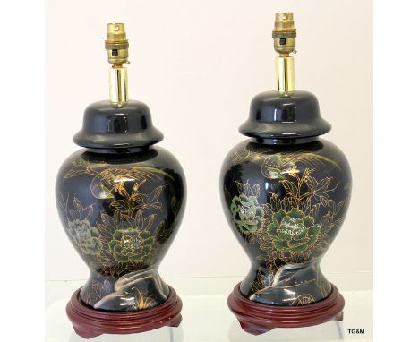 A pair of Oriental style lamp conversions
