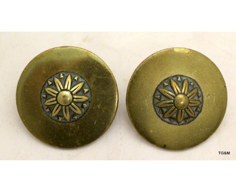 Two military brass belt buckles believed to be Japanese Army 45mm diameter