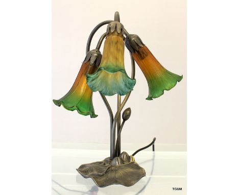 An Art Nouveau Tiffany style lily pad lamp