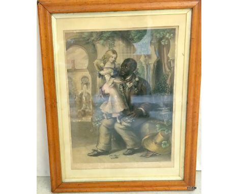 A framed lithograph of a negro gentleman. 58 x 45cm