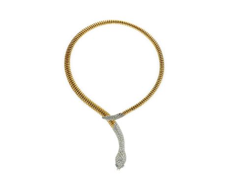 ΩA diamond tubogaz serpent necklace, the tubogaz collar with pavé set brilliant cut diamond head and tail, approximately 5.18