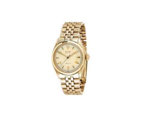 Rolex, Oyster, ref. 6022, a gold bracelet watch, no. 840408, circa 1952, manual wind movement, 17 jewels, super balance, silv