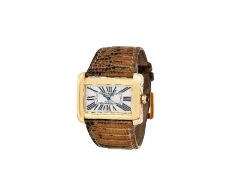 ϒCartier, Tank Divan, ref. 2603, an 18 carat gold wrist watch, no. 275395 CE, circa 2005, automatic movement, 20 jewels, cal.