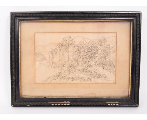 James Nasmyth (1808-1890) - 19th century ink on paper drawing. Depicting a castle with a front entrance wooden gate and large