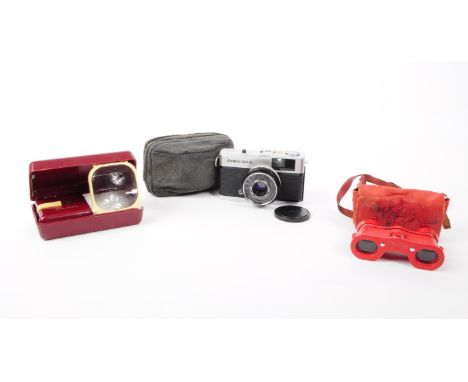 x3 vintage lense based collectables, to include: an Olympus Trip 35 camera, with case, a Paterson slider viewer, with case an