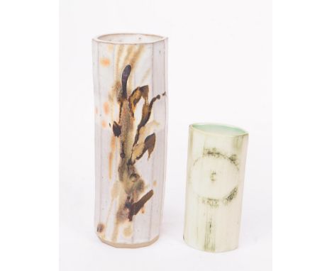 Carn Pottery - Troika Manner Cornish studio art pottery. Vintage 20th century ceramic pottery vases. One with makers stamp, o
