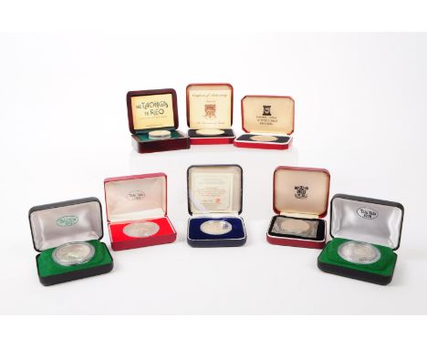 A collection of 20th century commemorative silver proof coins. The collection to include eight silver proof coins, including 