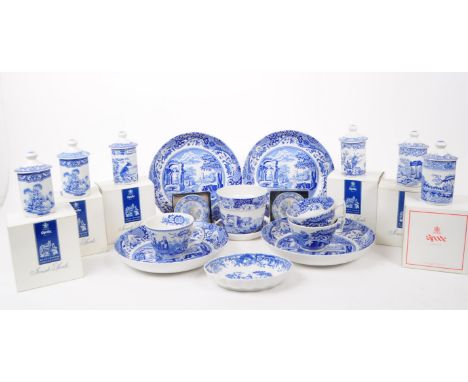 Spode - Italian &amp; Girl In Well - A collection of contemporary blue and white ceramic tea / dinner service / tableware. In