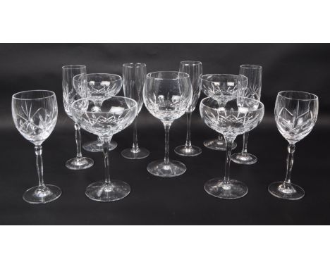 Waterford - A collection of 20th century Waterford Lismore drinking glasses. Large gin / wine stemmed glasses with Lismore cr