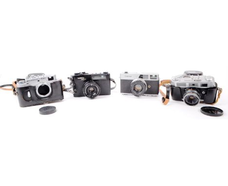 A collection of 20th century 35mm rangefinder cameras. The collection to include a Canon Canonete, a Rank Mamiya, a Zorki 4k,