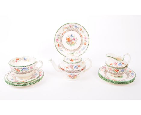 Copeland - Spode - A collection of tea service pieces with the 'Chinese Rose' pattern, No. 628599, including a tea pot, side 