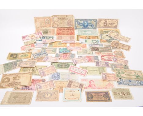 A collection of 20th century foreign banknotes. The collection to include examples such as 1945-47 British Military Authority