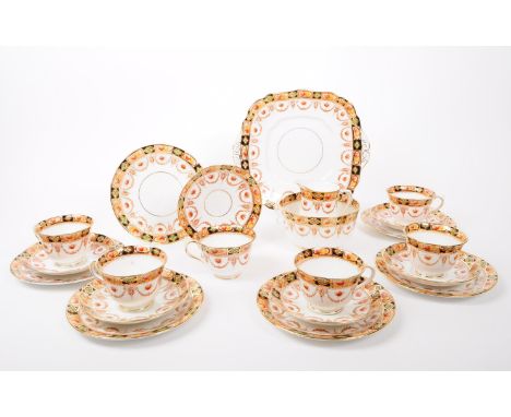 Royal Albert - Imari - An early 20th century porcelain china tea service set. Comprising of cups, saucers, side plates (trios