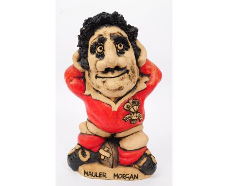 John Hughes - Grogg Caricatures - A hand painted pottery grogg caricature rugby players figure Mauler Morgan N. 2, signed to 