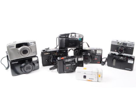 A collection of vintage 20th century 35mm film cameras. The collection to include a Rollei 35B, a Yashica 35MF, Olympus AF-1 