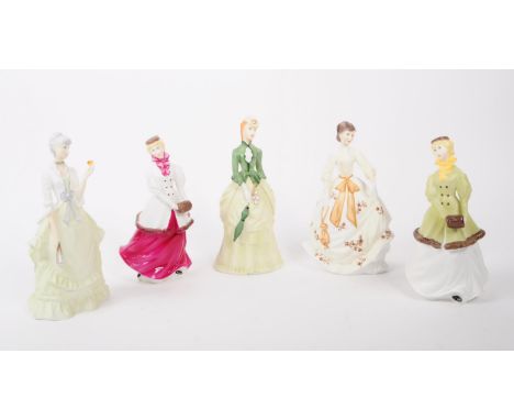 Royal Worcester - A collection of vintage 20th century circa 1970s porcelain painted bisque female figurines. Comprising of W