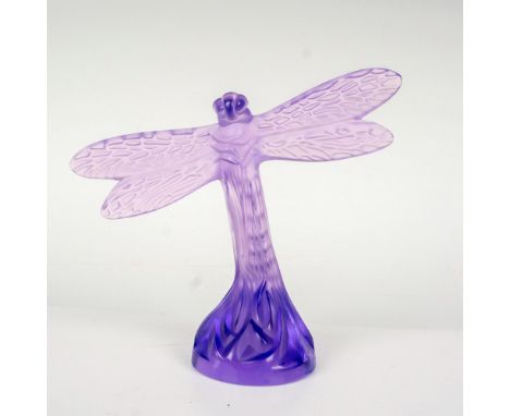 Figure of a Purple Dragonfly in flight. Crafted to depict life-like wing striations. Vintage piece. Satin finish over wings o