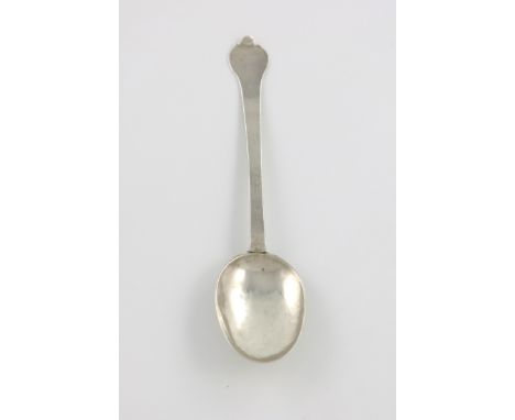 A Charles II silver child's Trefid spoon, by Adam King, London 1672, the reverse of the oval bowl with  reeded rat-tail, the 