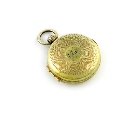 A George IV silver-gilt watch vinaigrette, by Lawrence & Co, Birmingham 1828, circular form, with engine-turned decoration, t