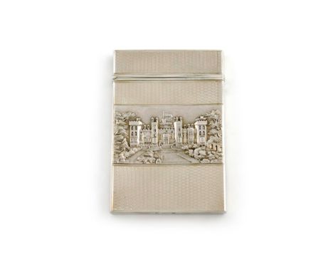 A Victorian silver 'castle-top' card case, Windsor Castle and Kenilworth Castle, by Nathaniel Mills, Birmingham 1838, rectang