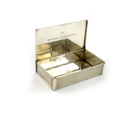 A modern silver collapsible box, by the Adie Brothers, Birmingham 1961, rectangular form, engine turned decoration, the base 