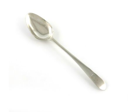 A George III Irish provincial silver Celtic point pattern dessert spoon, by Samuel Purdon, Limerick circa 1800, the terminal 