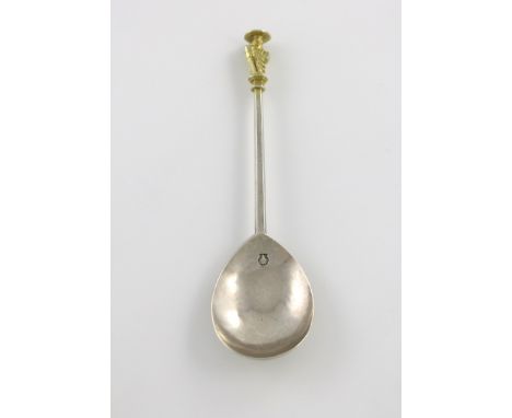 A Charles I West Country silver Apostle spoon, St. James the Less, marked four times with an escallop mark, probably for the 