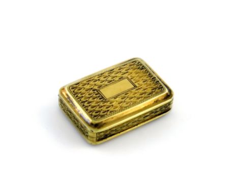 A George III silver-gilt vinaigrette, by John Shaw, Birmingham 1813, rectangular form, engraved and engine-turned decoration,