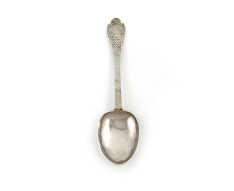 A William III West Country silver Lace-back Trefid spoon, by Richard Sweet II, Chard circa 1700, the reverse of the bowl with
