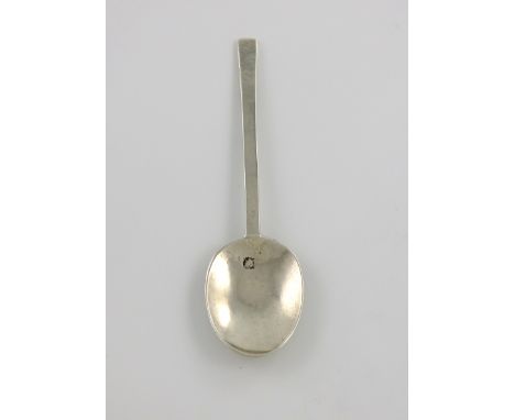 A Charles II silver child's Puritan spoon, by Jeremy Johnson, London 1662, the oval bowl with a rudimentary rat-tail, taperin