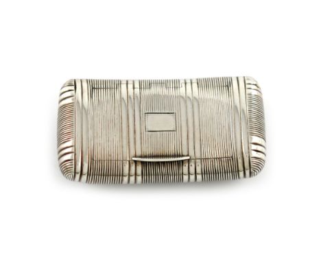 A George III silver snuff box, by William Ellerby, London 1811, shaped rectangular form, flush-hinged cover with a plain thum