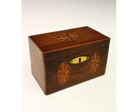 George III inlaid mahogany tea caddy, 19cm wide