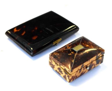 Late Victorian or Edwardian tortoiseshell carte de visite case, of rectangular form enclosing card leaves with oval windows, 