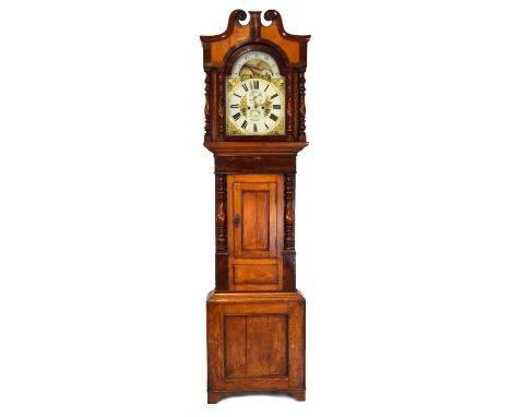 Welsh Interest - John Jones, Pwllheli - Mid 19th Century mahogany-cased 8-day painted dial longcase clock, 14-inch Roman dial