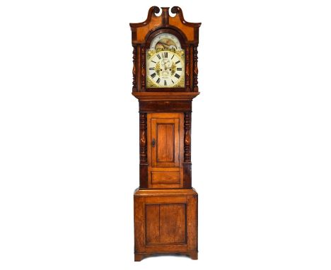 Welsh Interest - John Jones, Pwllheli - Mid 19th Century mahogany-cased 8-day painted dial longcase clock, 14-inch Roman dial